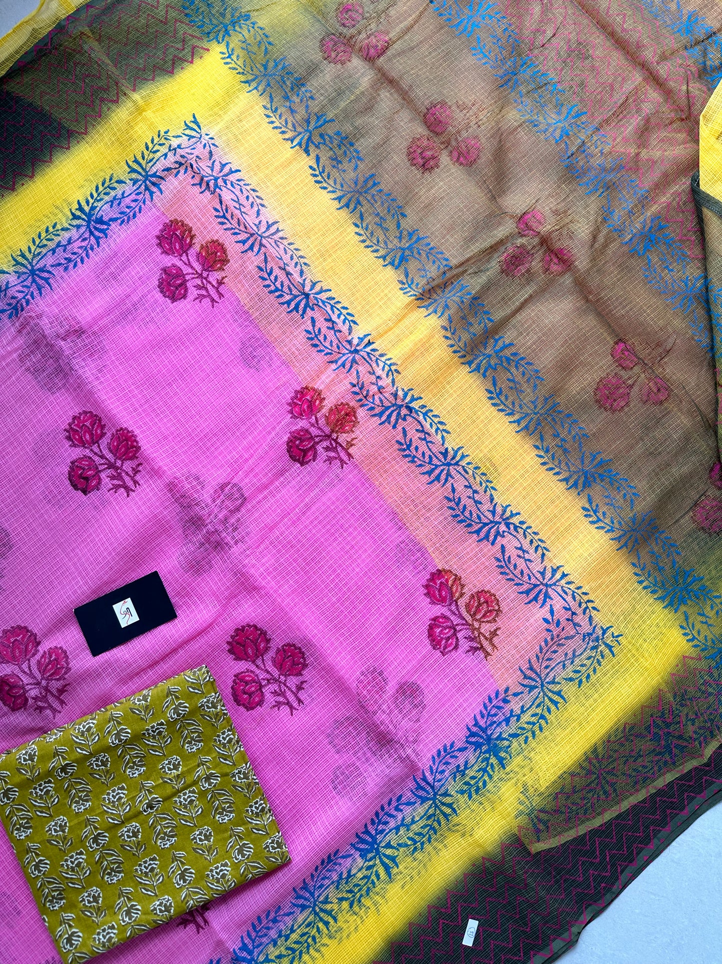 HandBlock Printed Pure Kota Cotton Doria Saree