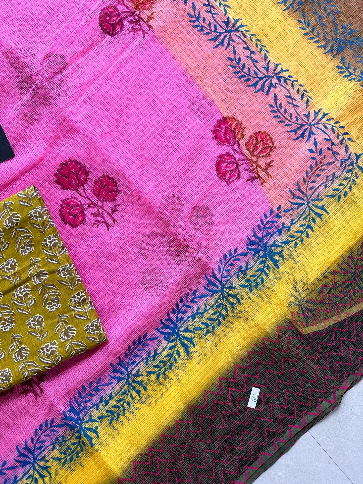 HandBlock Printed Pure Kota Cotton Doria Saree