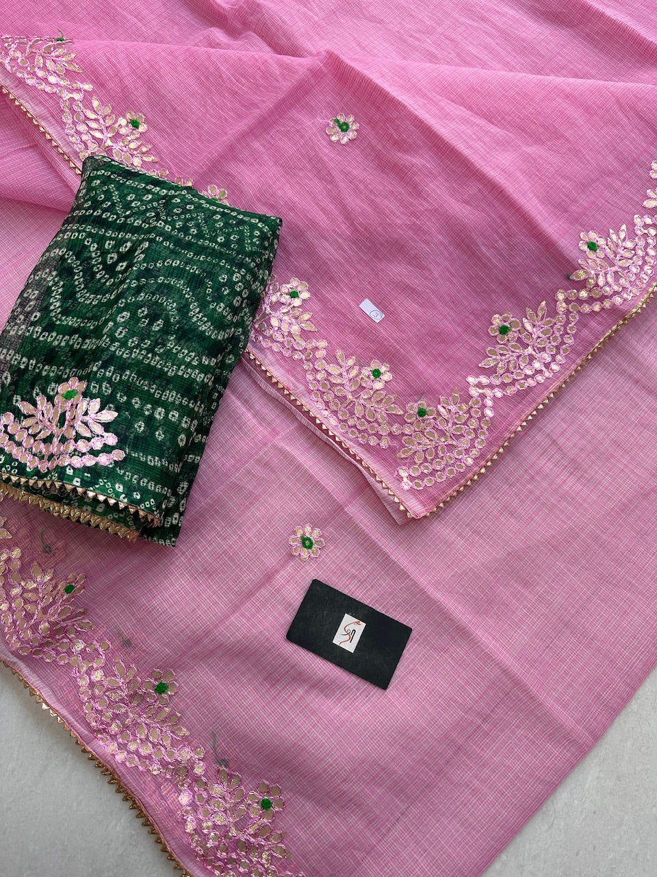 Jaipuri Gota Patti Embroidered Kota Cotton Doria Saree