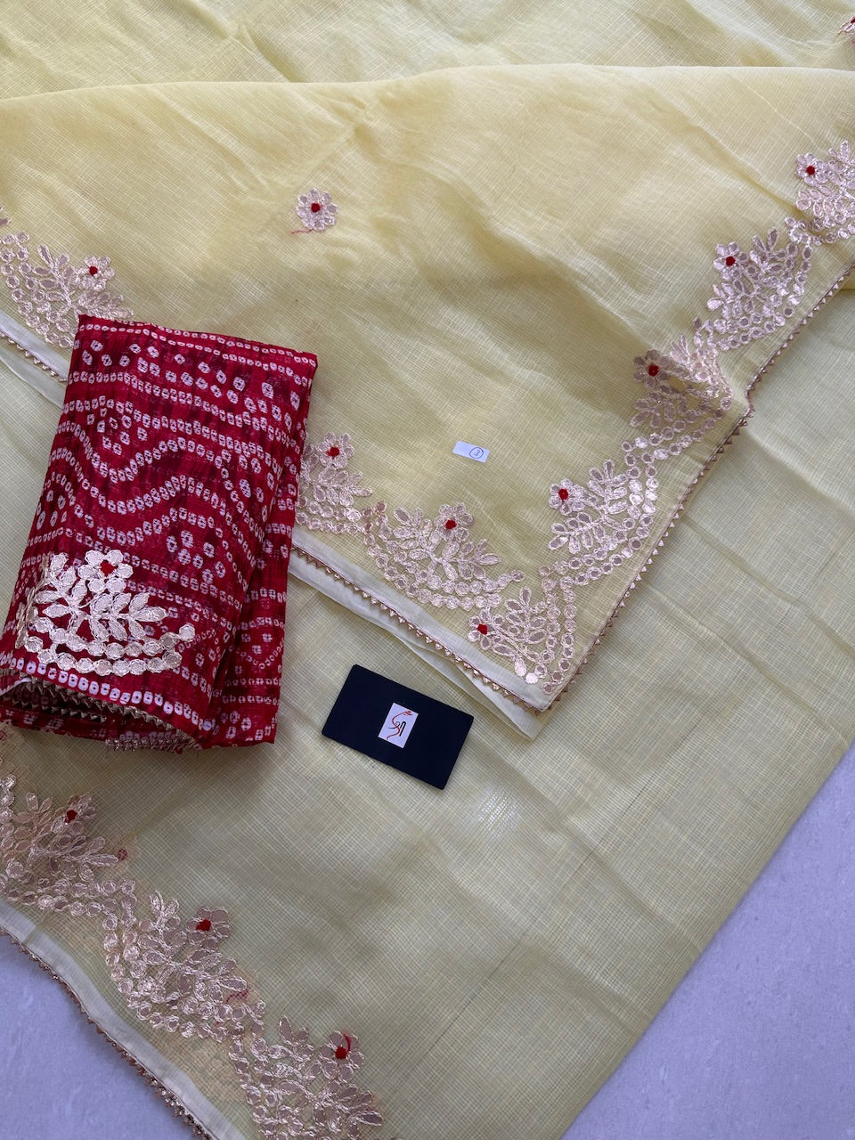 Jaipuri Gota Patti Embroidered Kota Cotton Doria Saree