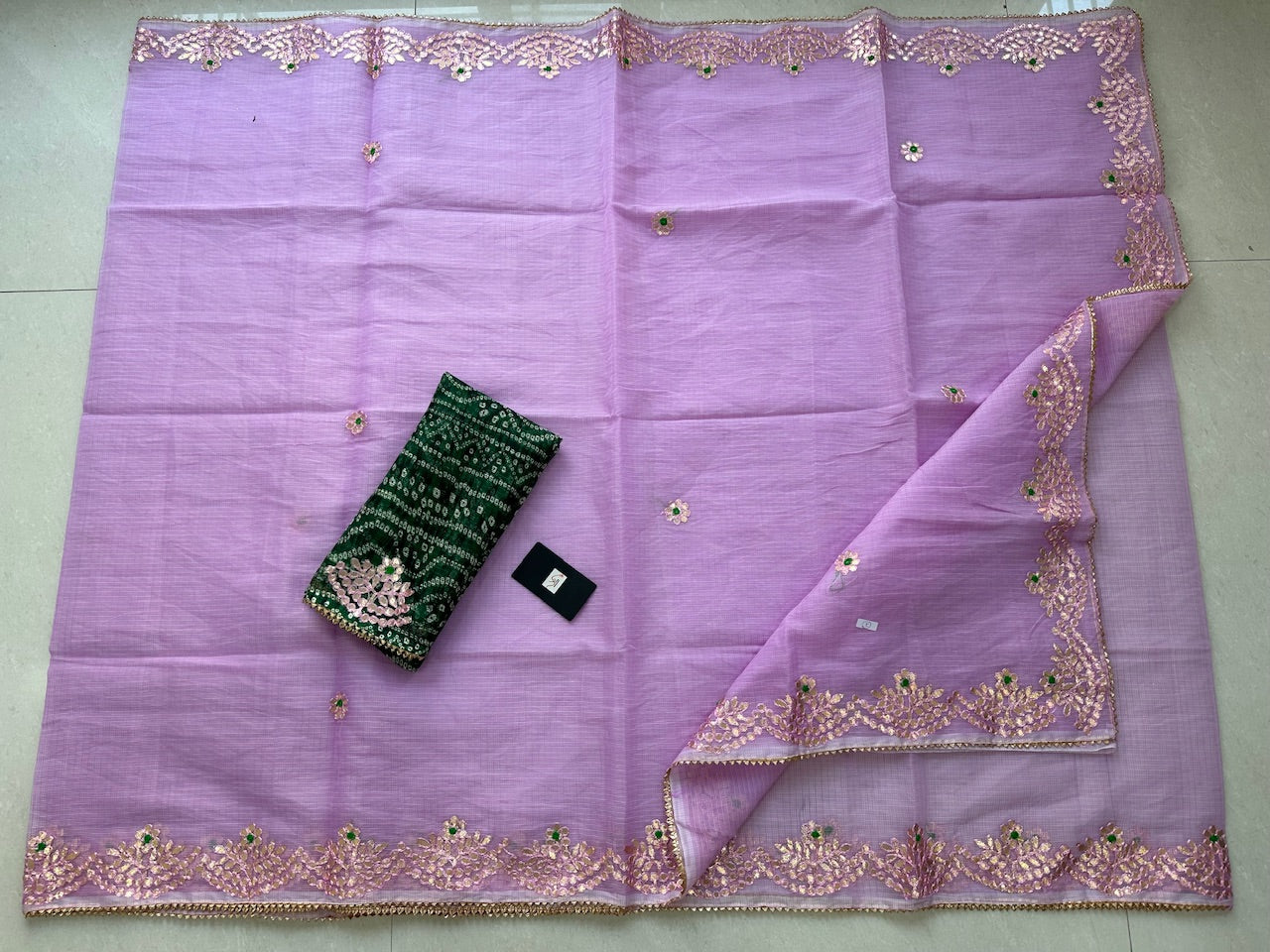 Jaipuri Gota Patti Embroidered Kota Cotton Doria Saree