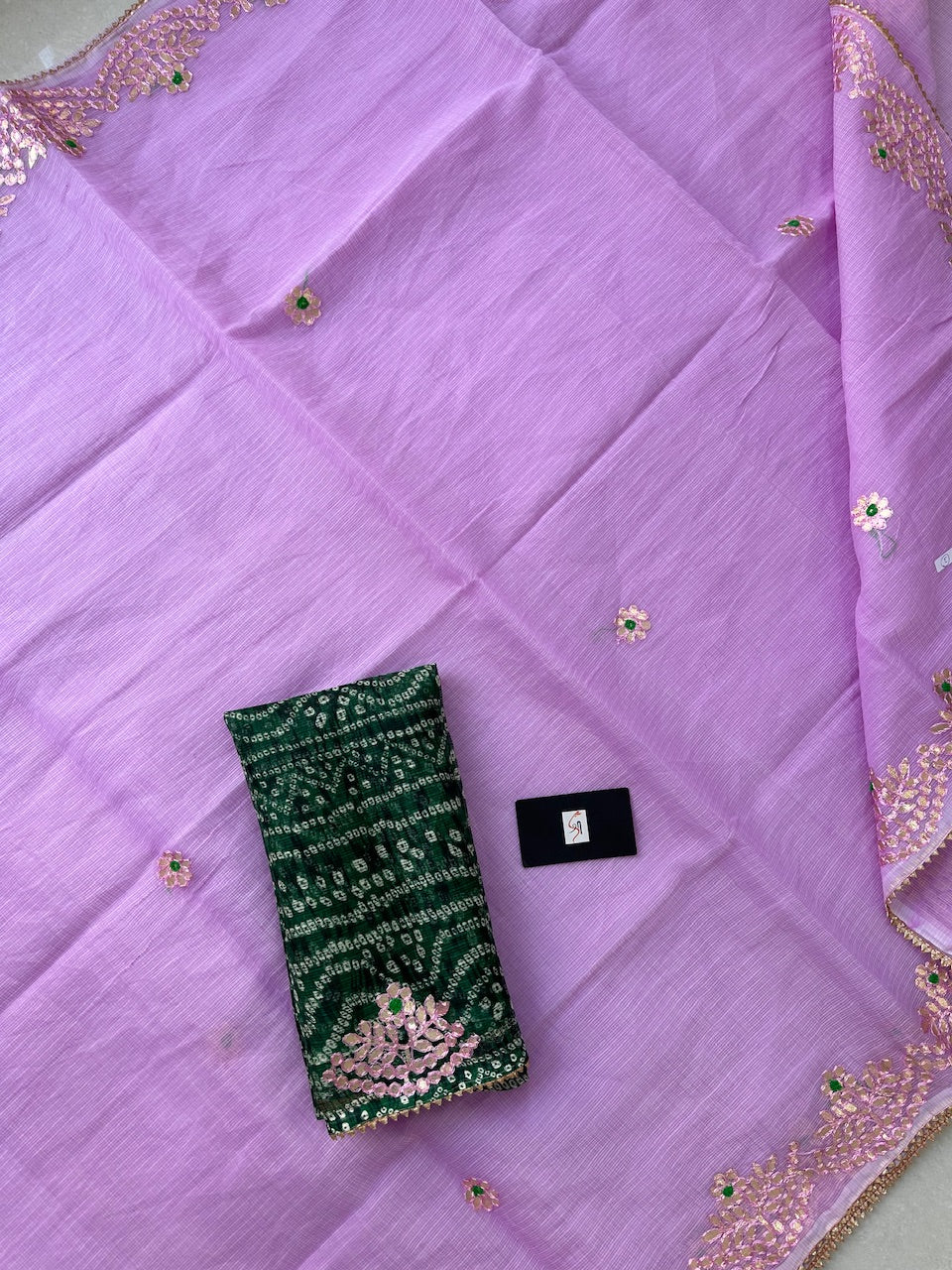 Jaipuri Gota Patti Embroidered Kota Cotton Doria Saree