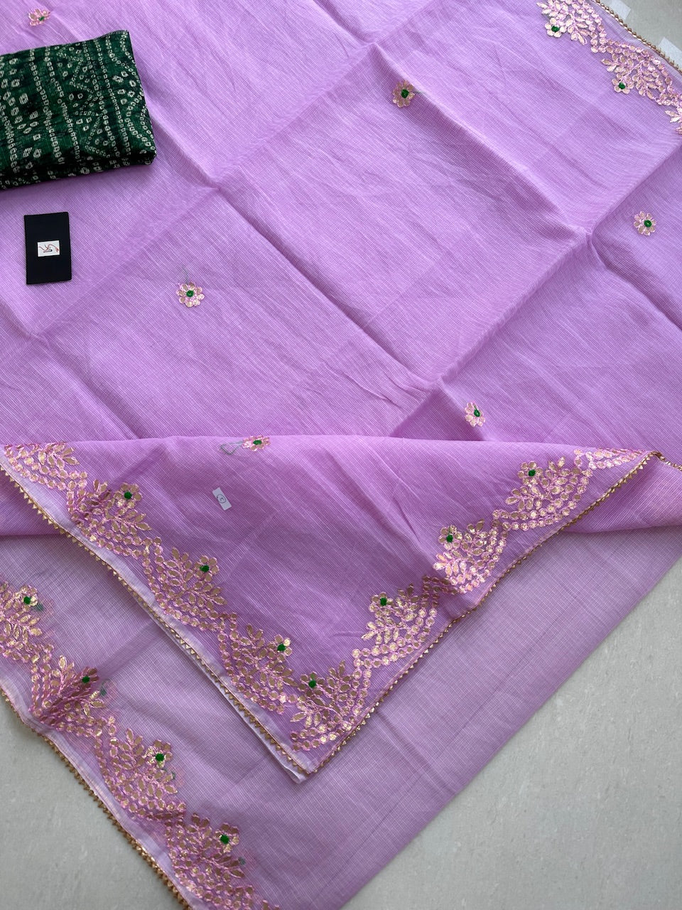 Jaipuri Gota Patti Embroidered Kota Cotton Doria Saree