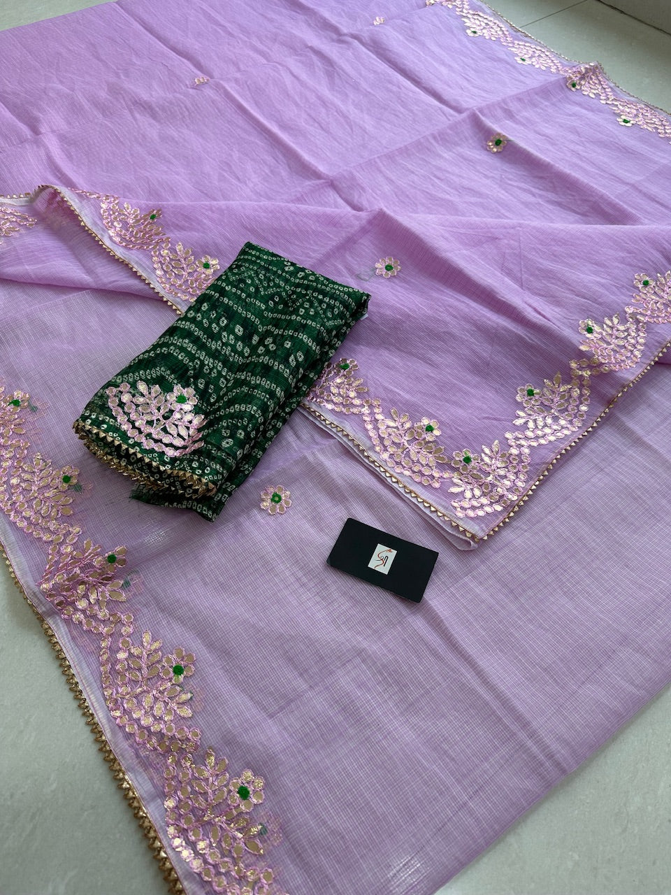 Jaipuri Gota Patti Embroidered Kota Cotton Doria Saree