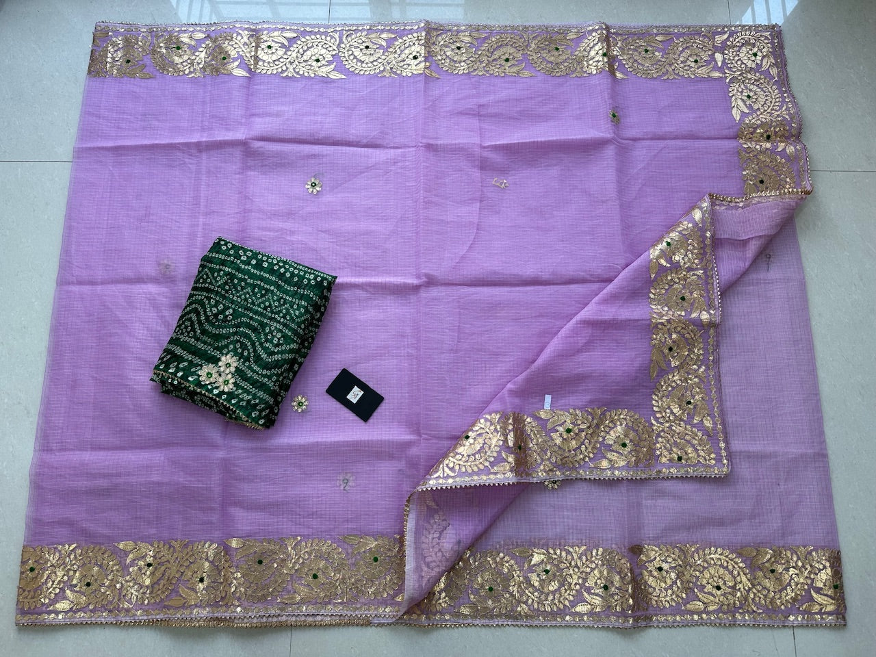 Jaipuri Gota Patti Embroidered Kota Cotton Doria Saree