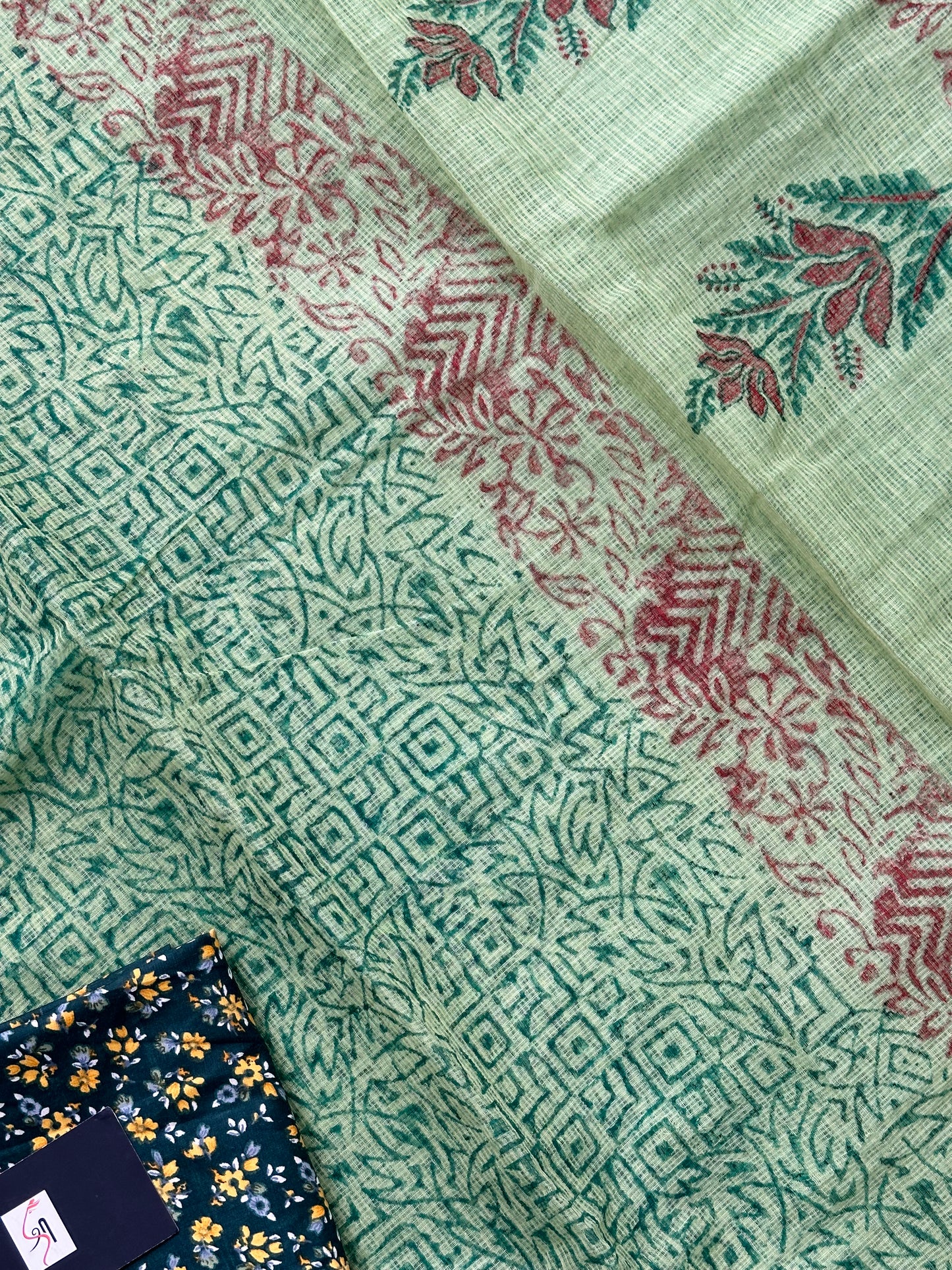 HandBlock Printed Kota Cotton Doria Saree