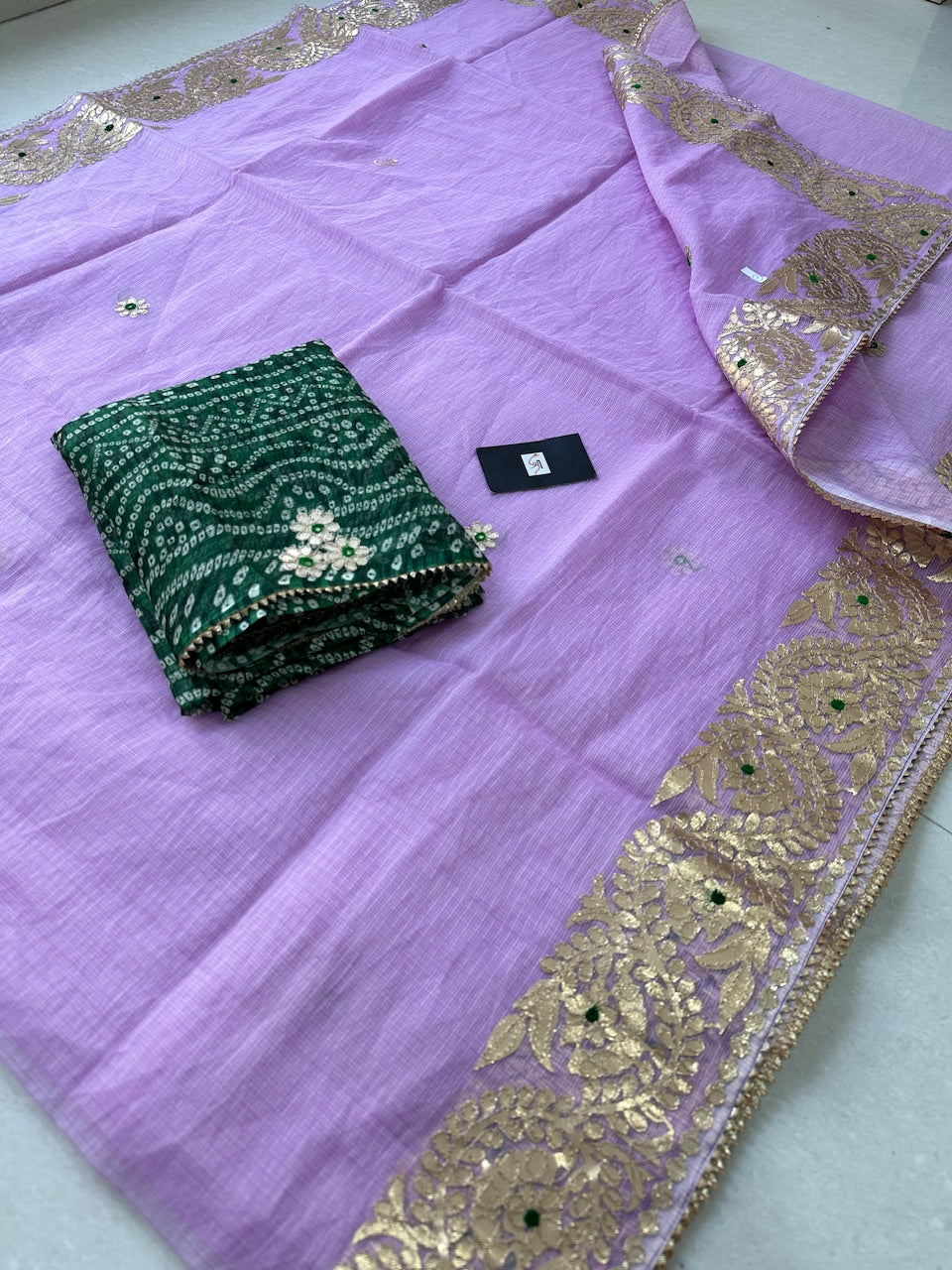 Jaipuri Gota Patti Embroidered Kota Cotton Doria Saree