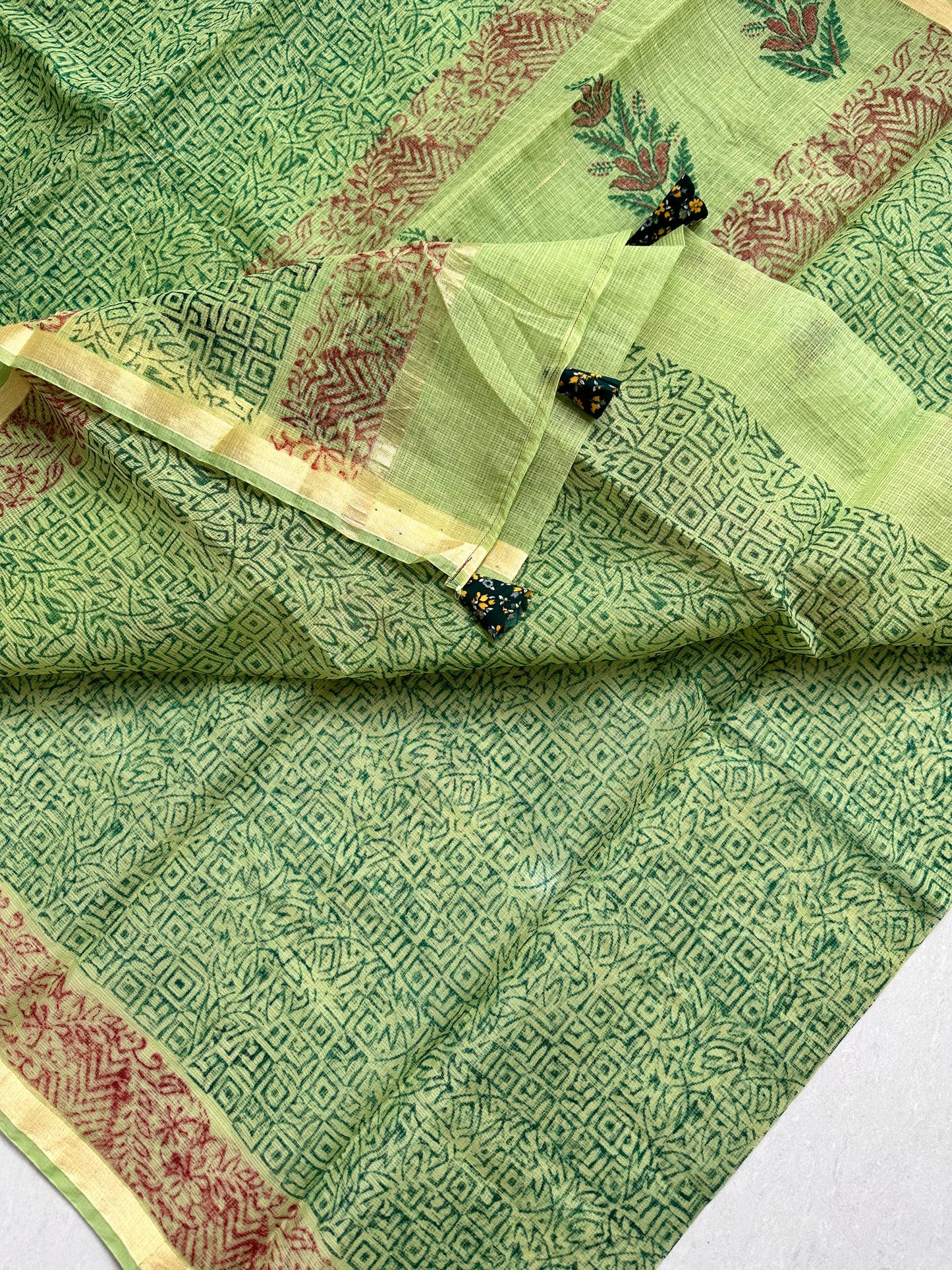 HandBlock Printed Kota Cotton Doria Saree