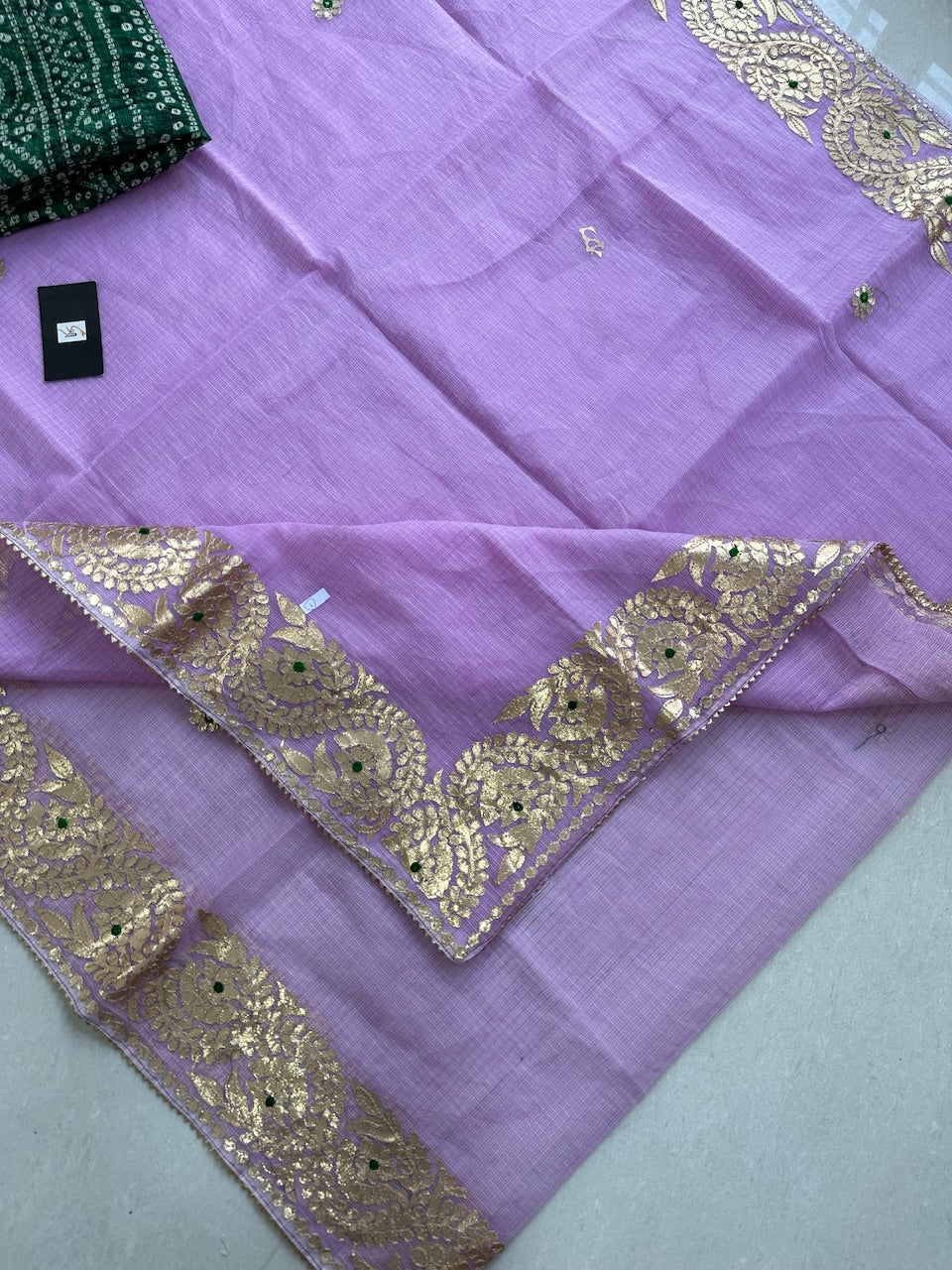 Jaipuri Gota Patti Embroidered Kota Cotton Doria Saree