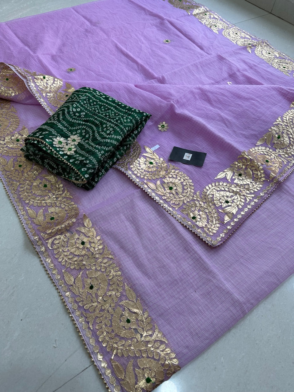 Jaipuri Gota Patti Embroidered Kota Cotton Doria Saree