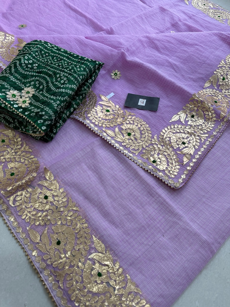 Jaipuri Gota Patti Embroidered Kota Cotton Doria Saree