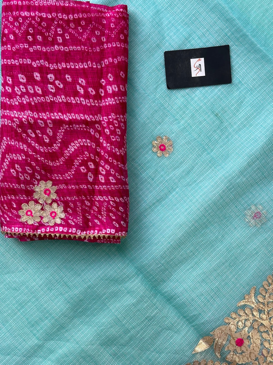 Jaipuri Gota Patti Embroidered Kota Cotton Doria Saree