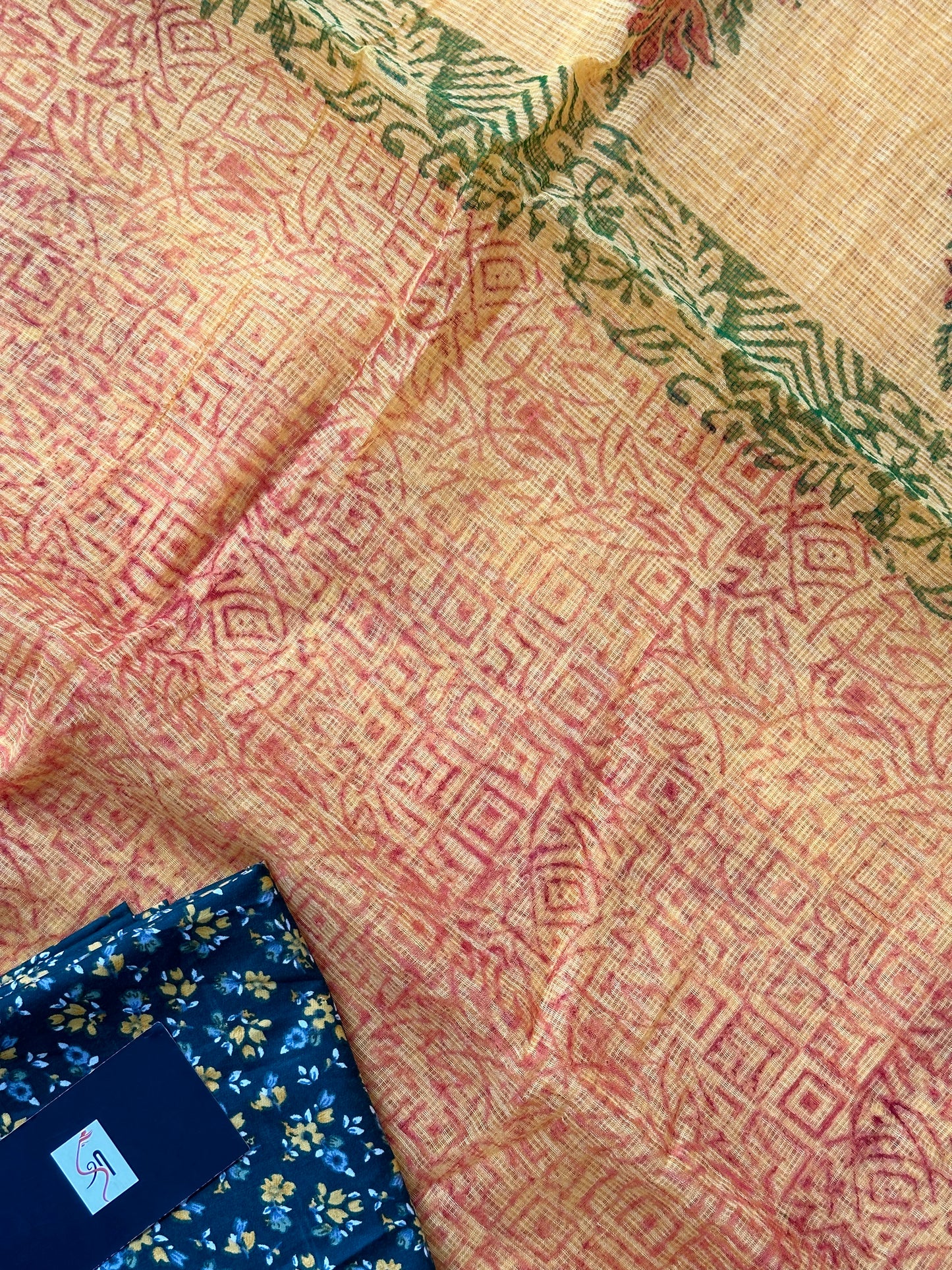 HandBlock Printed Kota Cotton Doria Saree