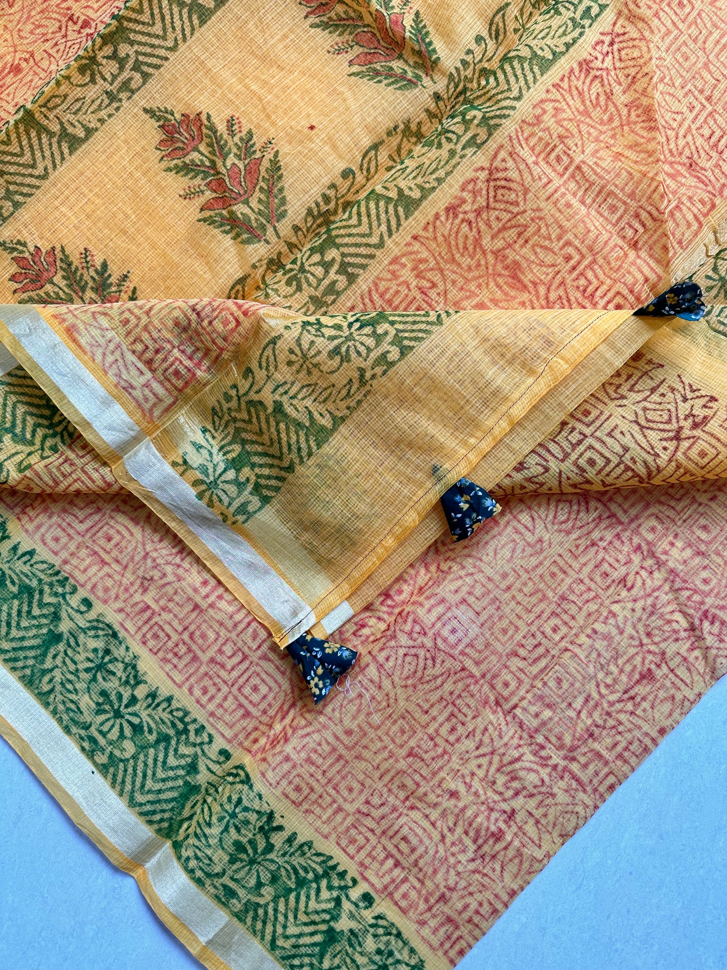 HandBlock Printed Kota Cotton Doria Saree