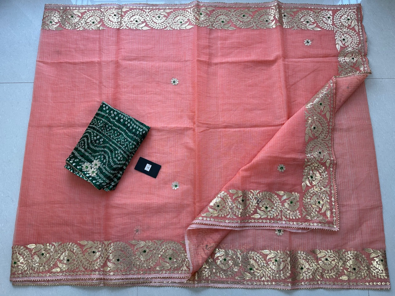 Jaipuri Gota Patti Embroidered Kota Cotton Doria Saree