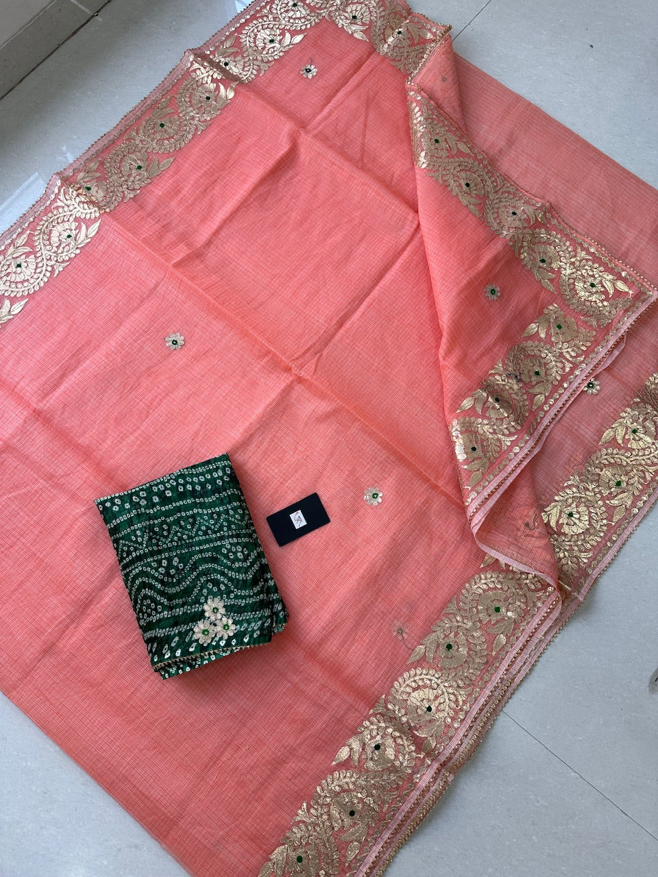 Jaipuri Gota Patti Embroidered Kota Cotton Doria Saree