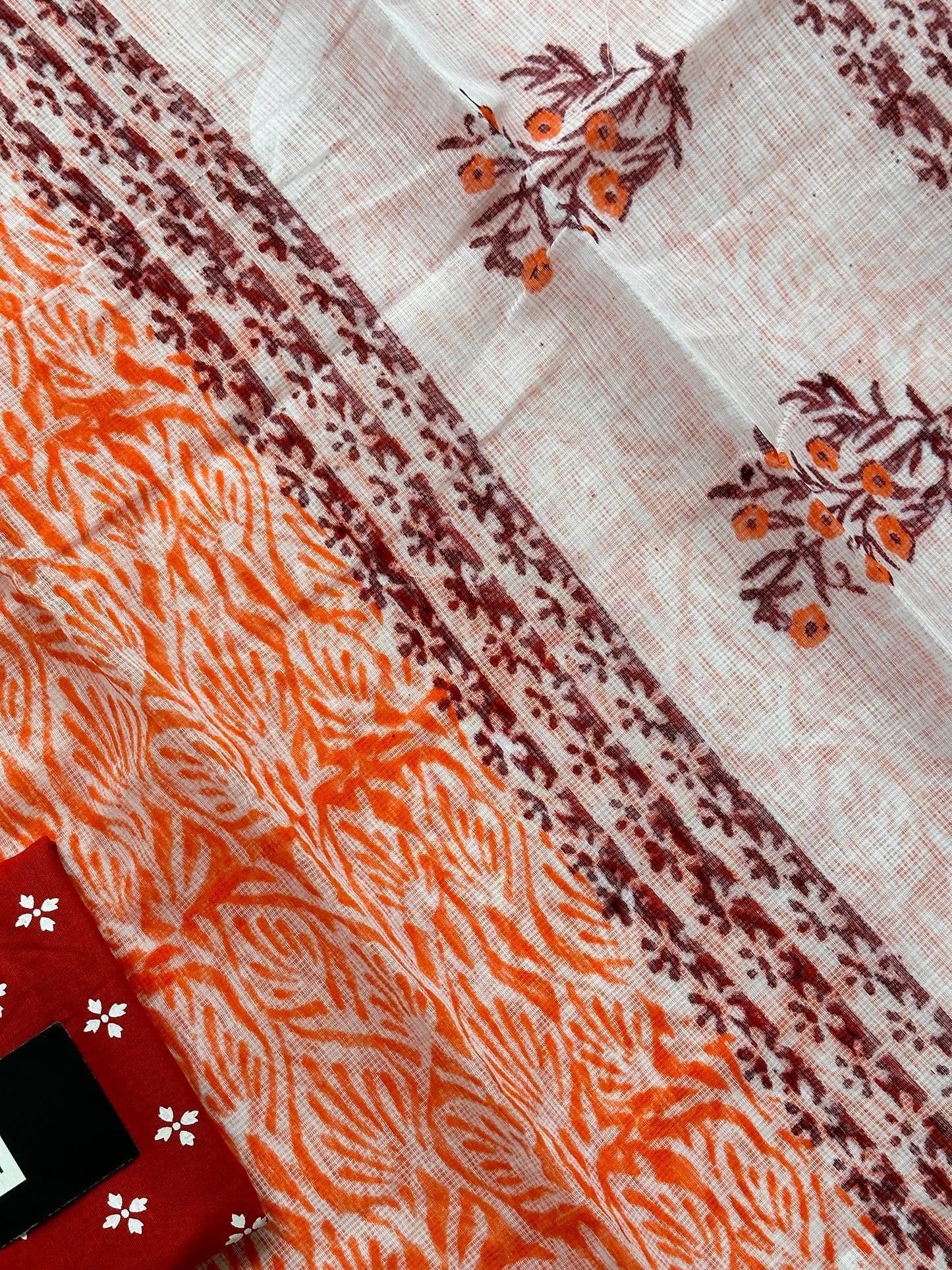 HandBlock Printed Kota Cotton Doria Saree