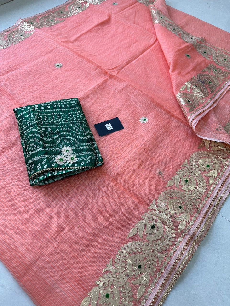 Jaipuri Gota Patti Embroidered Kota Cotton Doria Saree