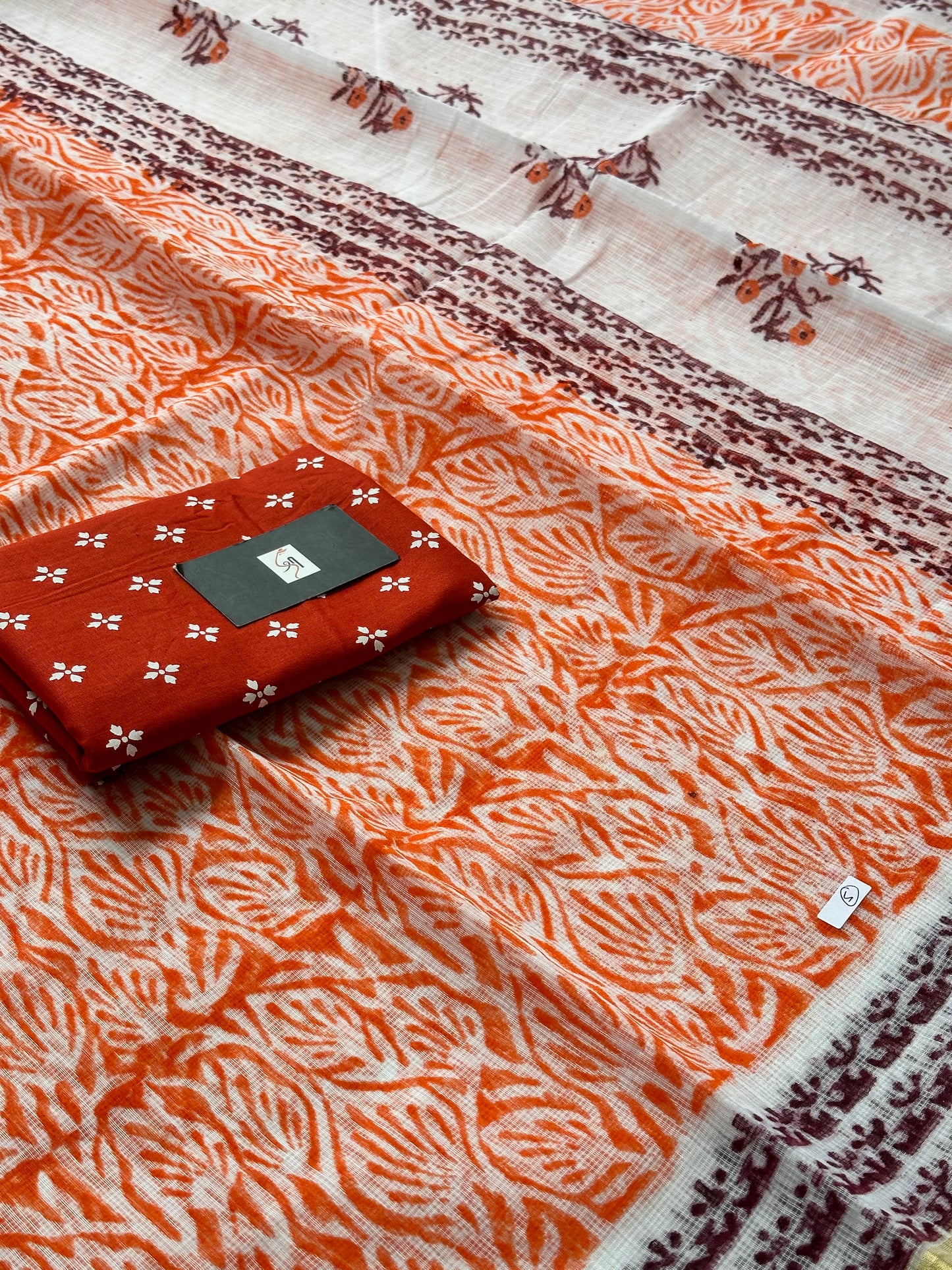 HandBlock Printed Kota Cotton Doria Saree