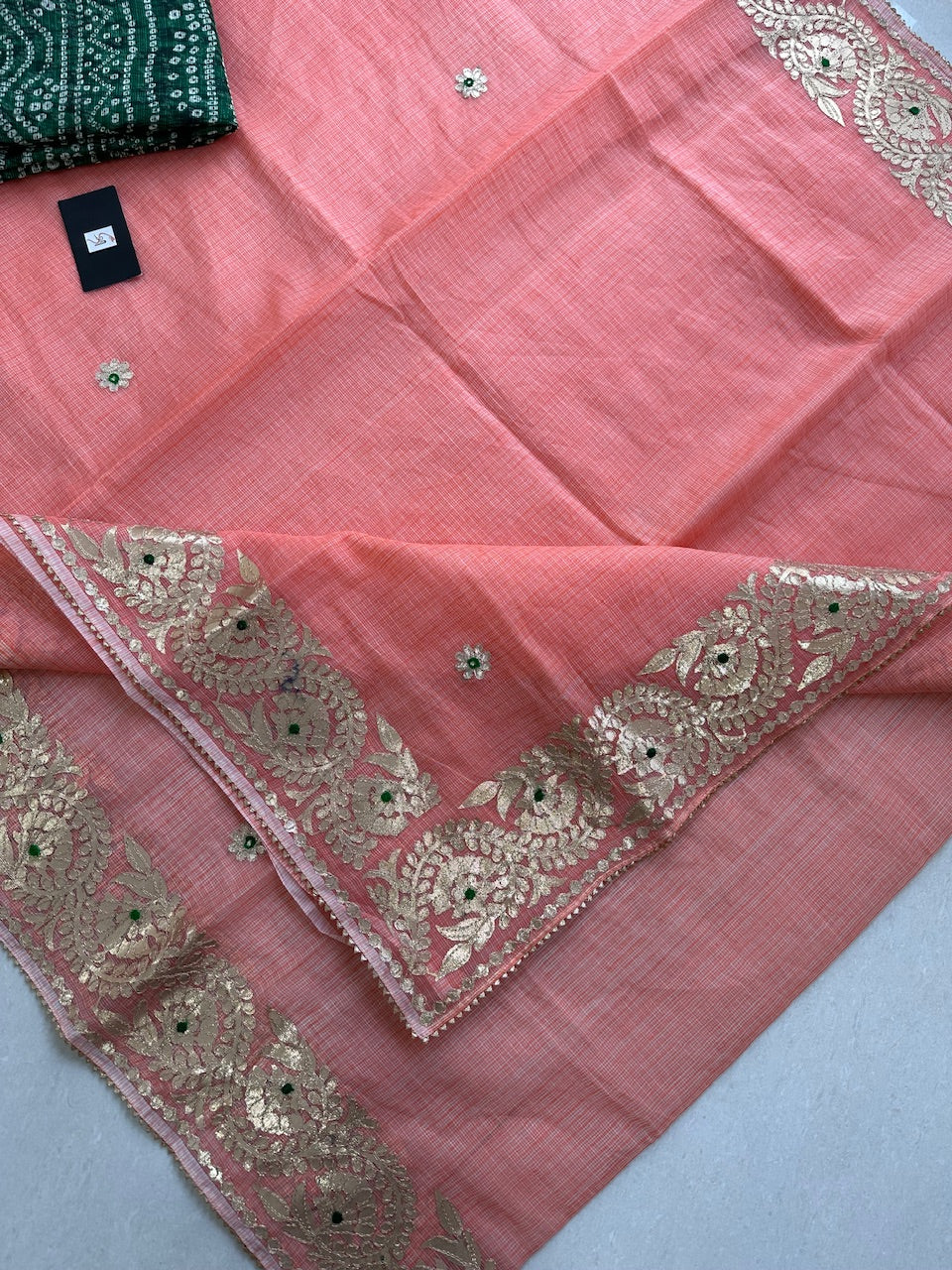 Jaipuri Gota Patti Embroidered Kota Cotton Doria Saree