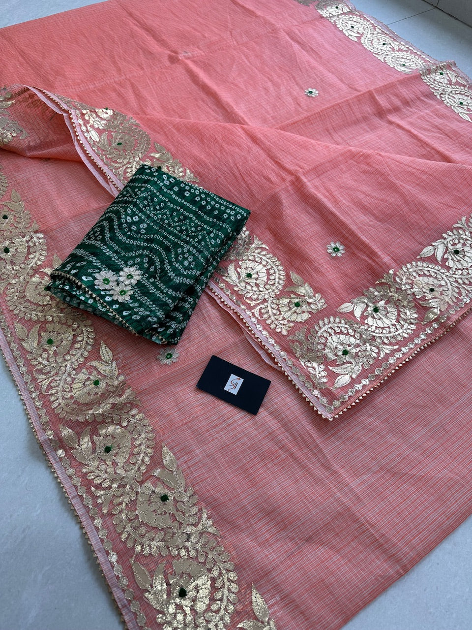 Jaipuri Gota Patti Embroidered Kota Cotton Doria Saree