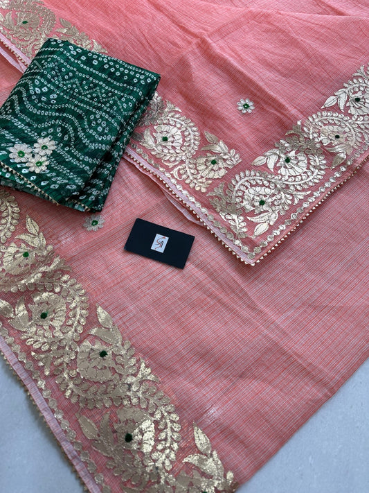 Jaipuri Gota Patti Embroidered Kota Cotton Doria Saree