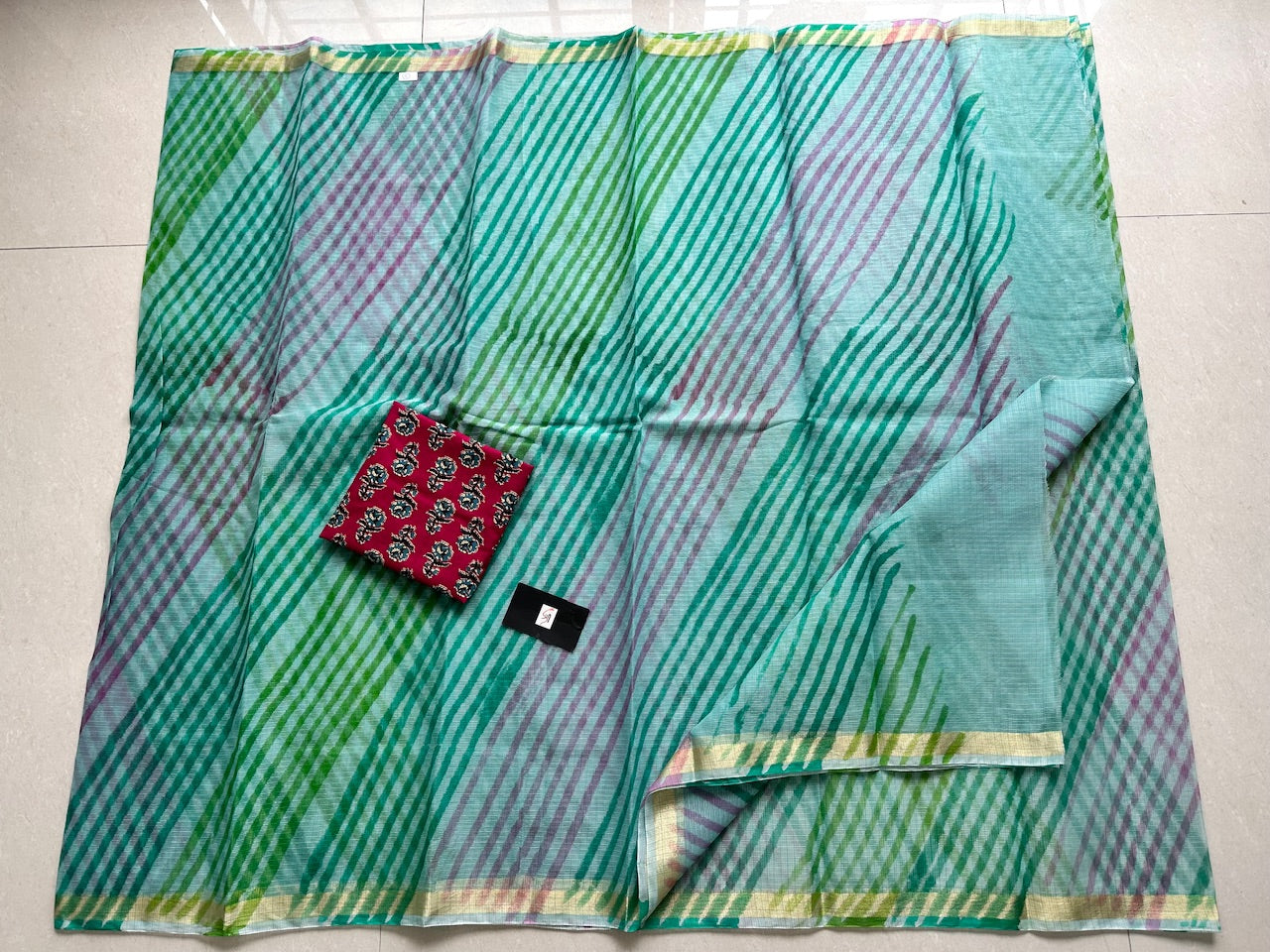 HandBlock Printed Kota Cotton Doria Saree