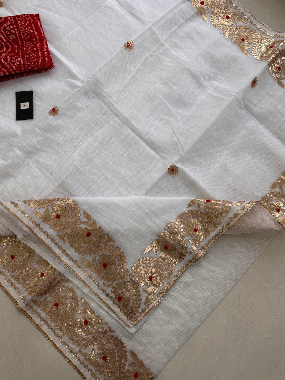 Jaipuri Gota Patti Embroidered Kota Cotton Doria Saree