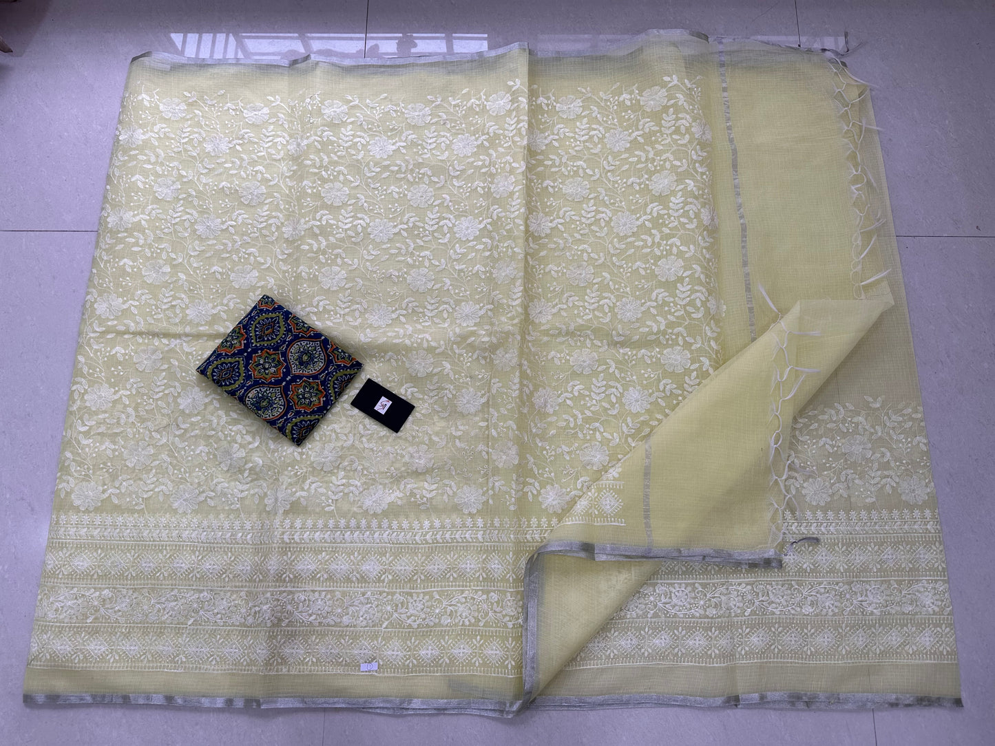 Embroidered Kota Cotton Doria Saree