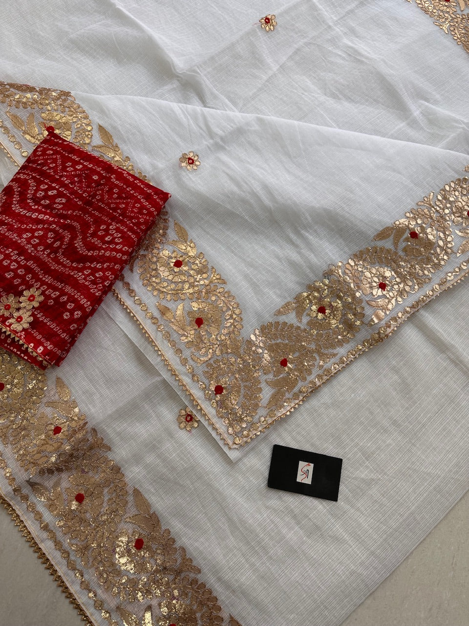 Jaipuri Gota Patti Embroidered Kota Cotton Doria Saree