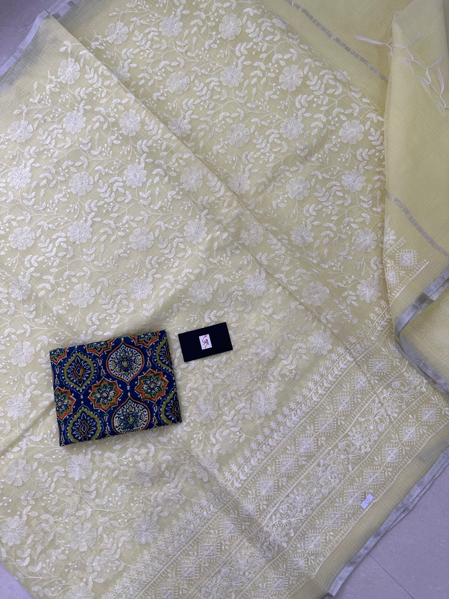 Embroidered Kota Cotton Doria Saree