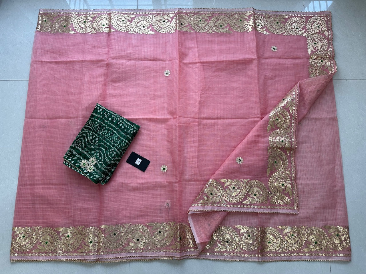 Jaipuri Gota Patti Embroidered Kota Cotton Doria Saree