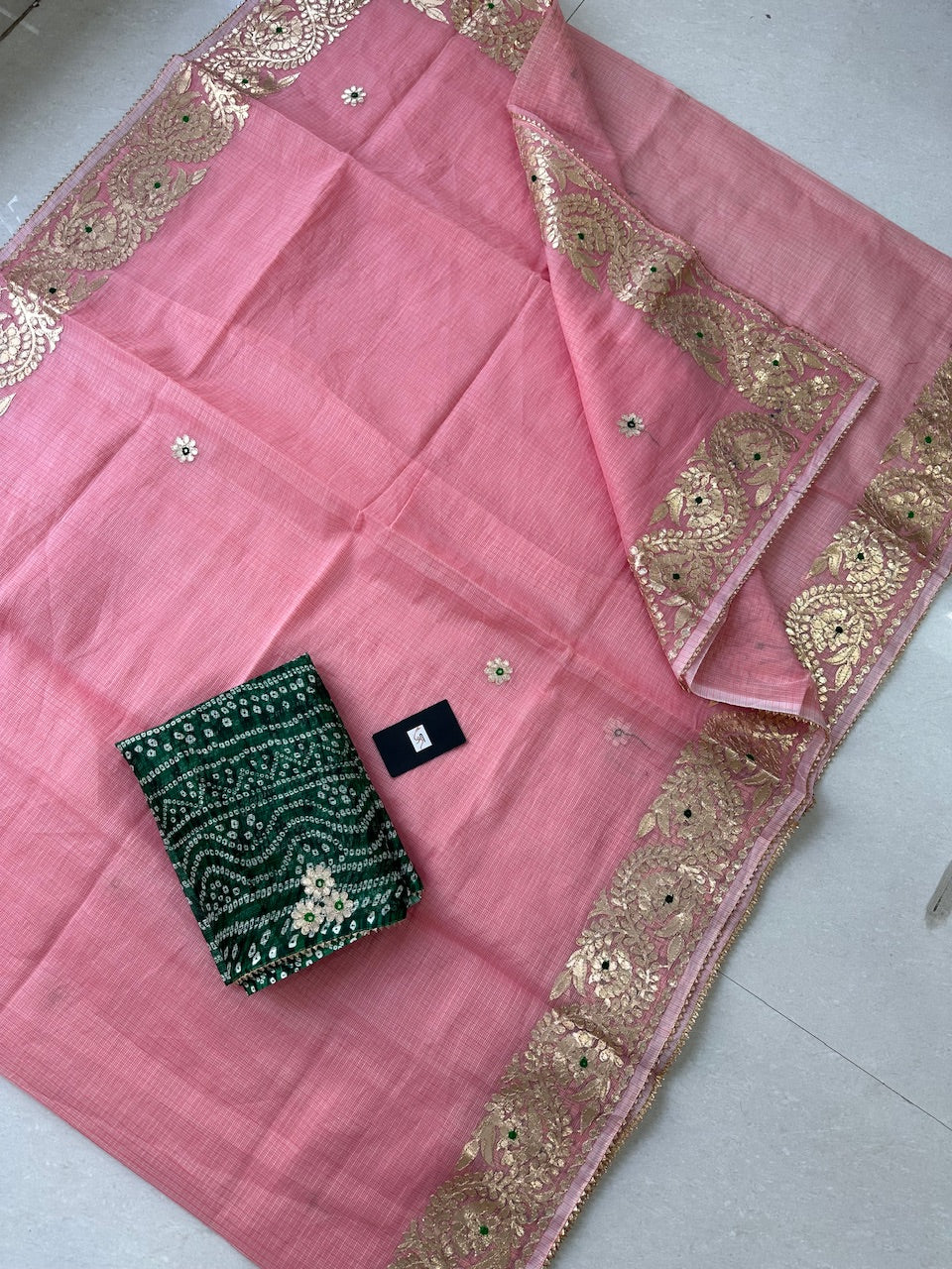 Jaipuri Gota Patti Embroidered Kota Cotton Doria Saree