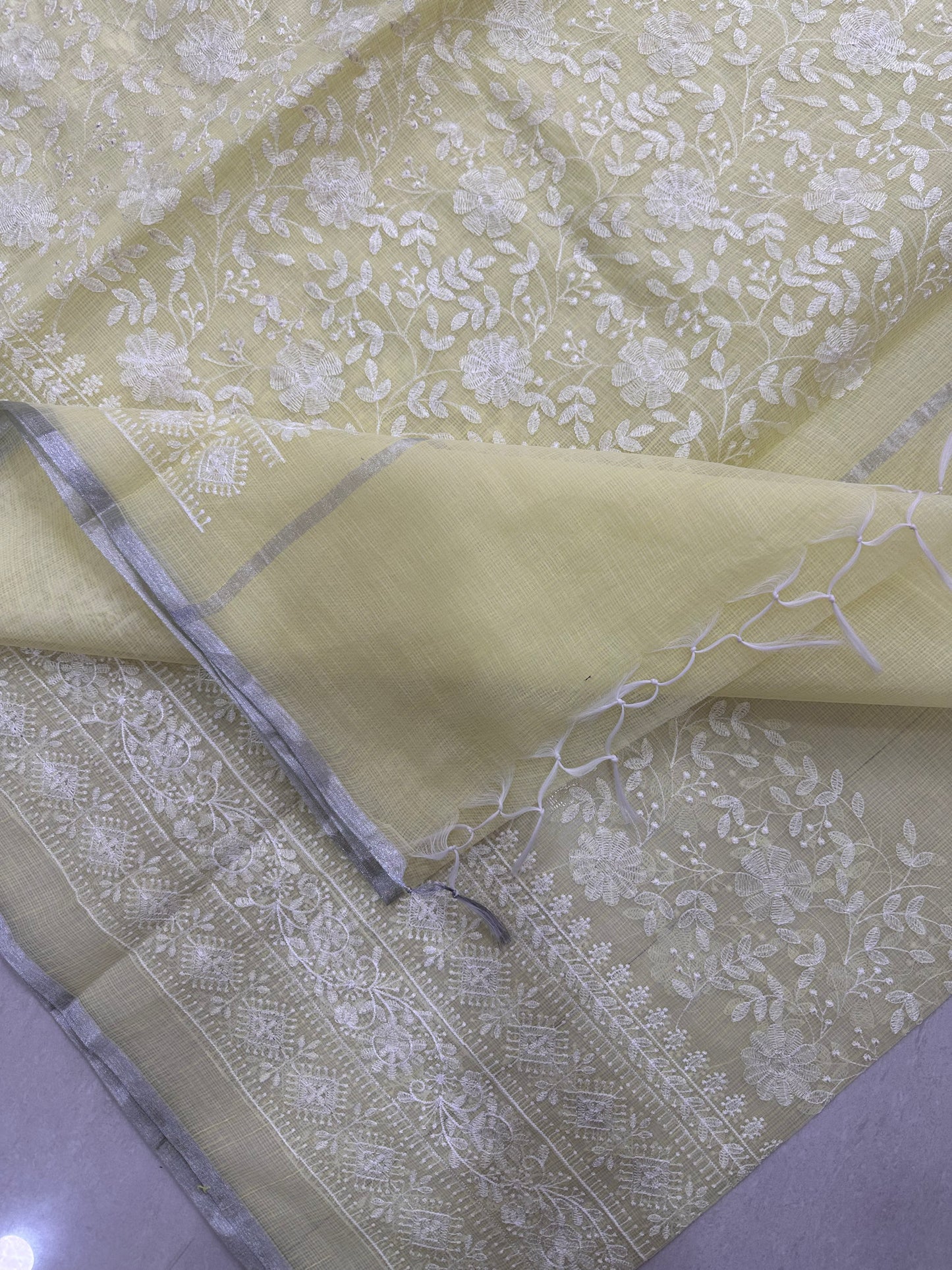 Embroidered Kota Cotton Doria Saree