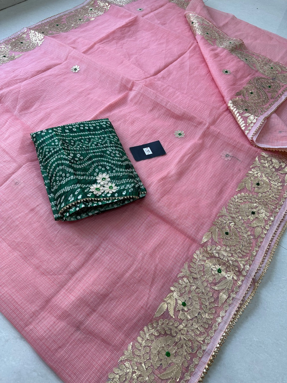 Jaipuri Gota Patti Embroidered Kota Cotton Doria Saree