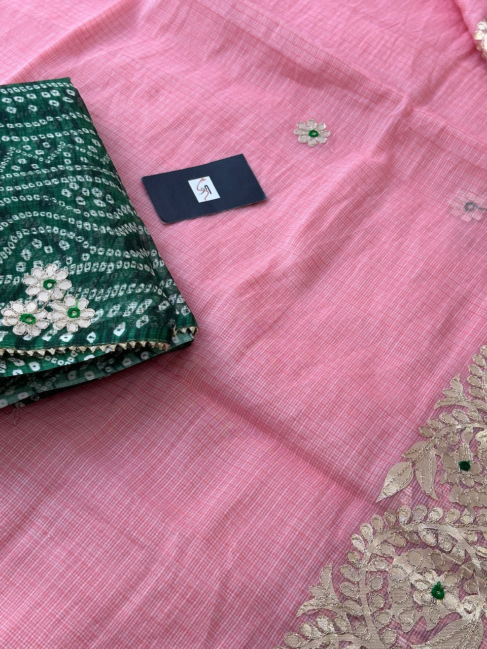 Jaipuri Gota Patti Embroidered Kota Cotton Doria Saree