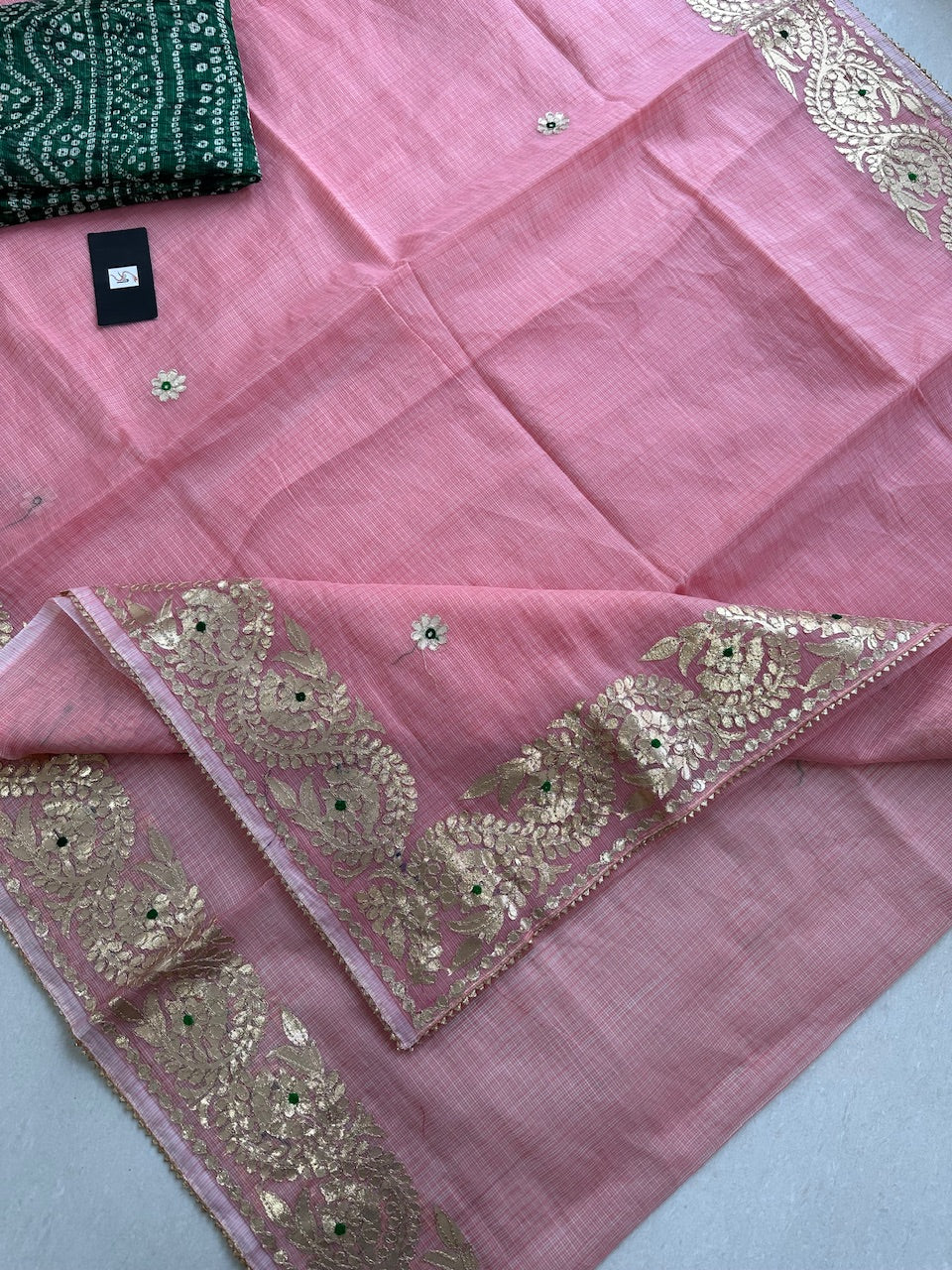 Jaipuri Gota Patti Embroidered Kota Cotton Doria Saree