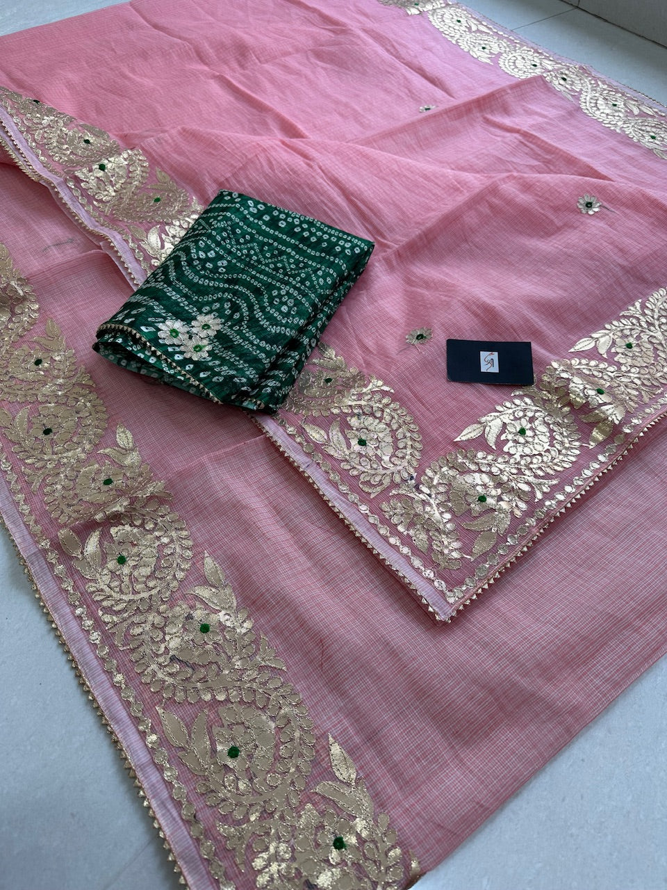 Jaipuri Gota Patti Embroidered Kota Cotton Doria Saree