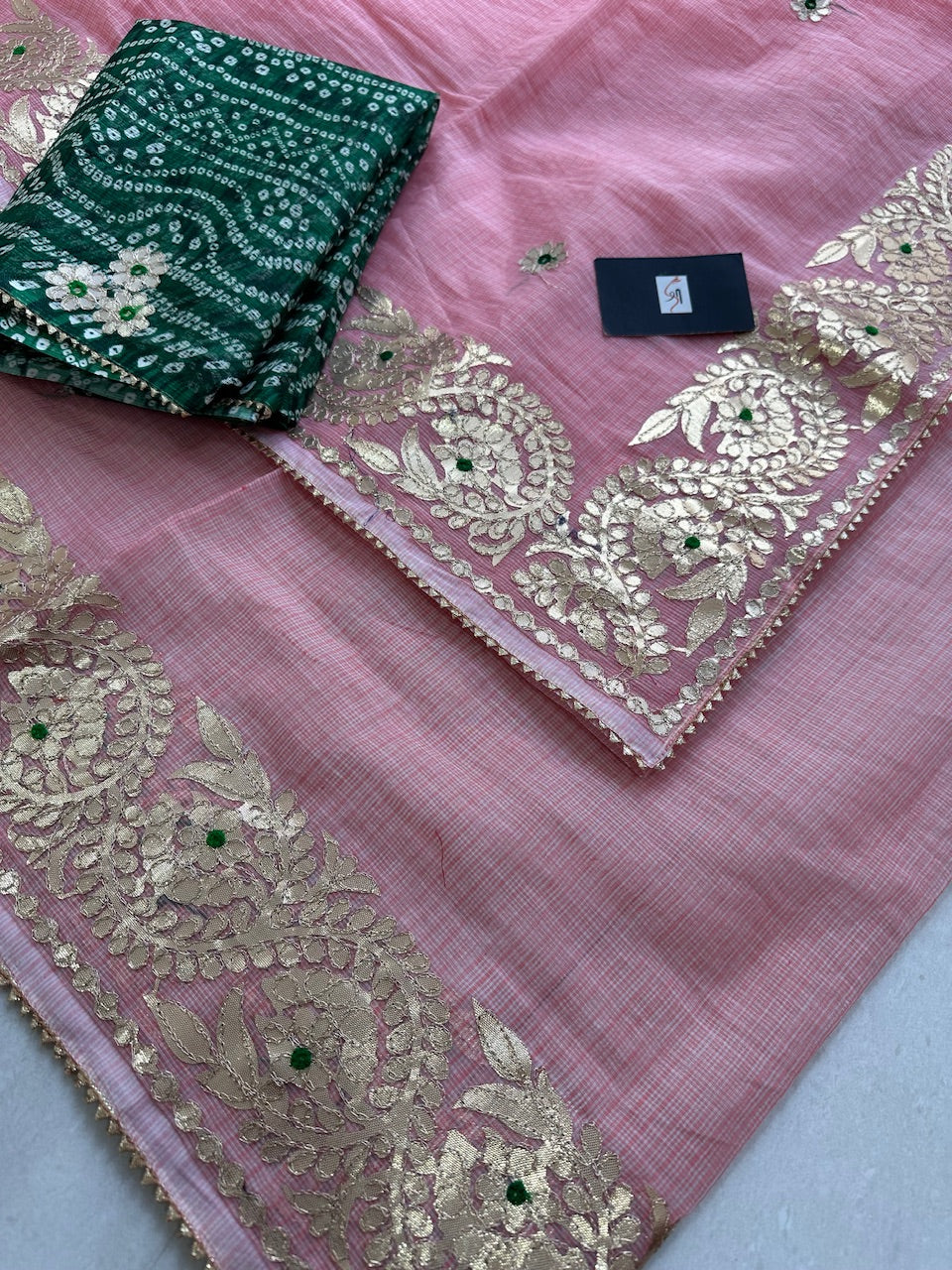 Jaipuri Gota Patti Embroidered Kota Cotton Doria Saree