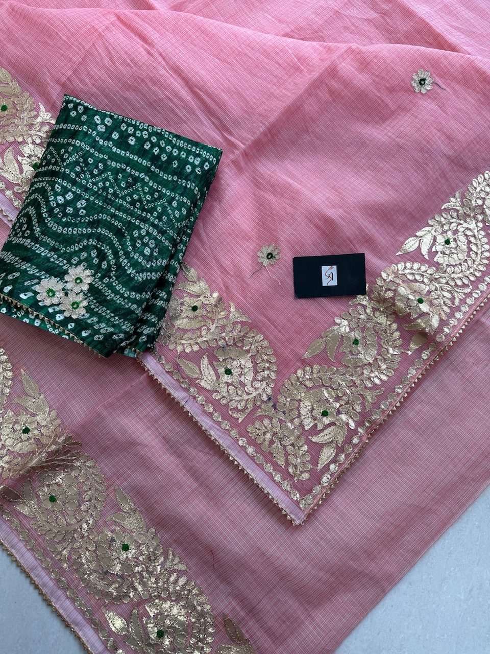 Jaipuri Gota Patti Embroidered Kota Cotton Doria Saree