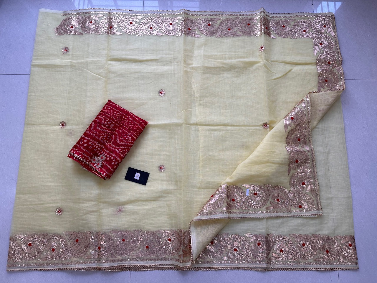 Jaipuri Gota Patti Embroidered Kota Cotton Doria Saree