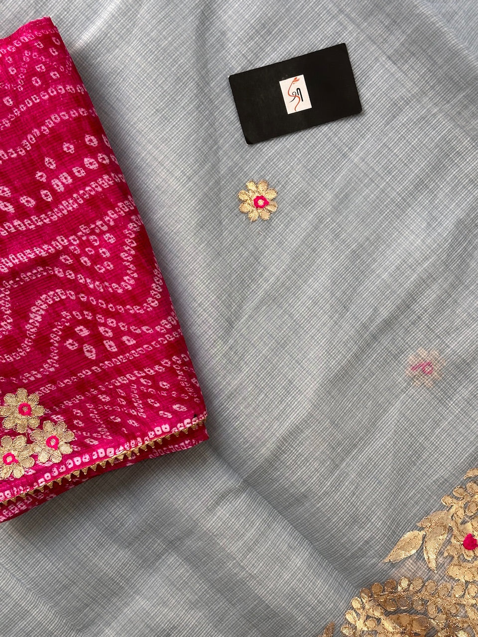 Jaipuri Gota Patti Embroidered Kota Cotton Doria Saree