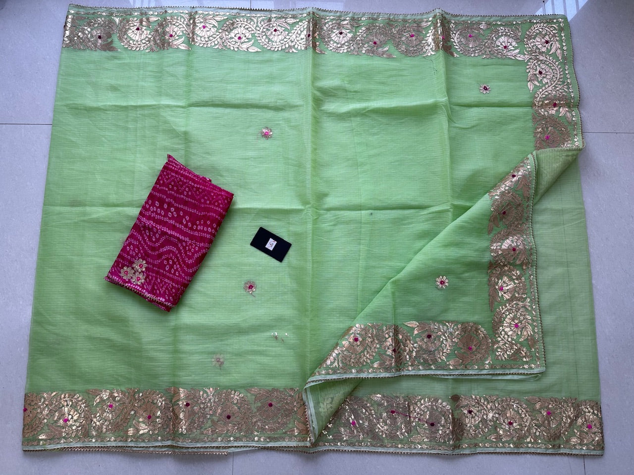 Jaipuri Gota Patti Embroidered Kota Cotton Doria Saree