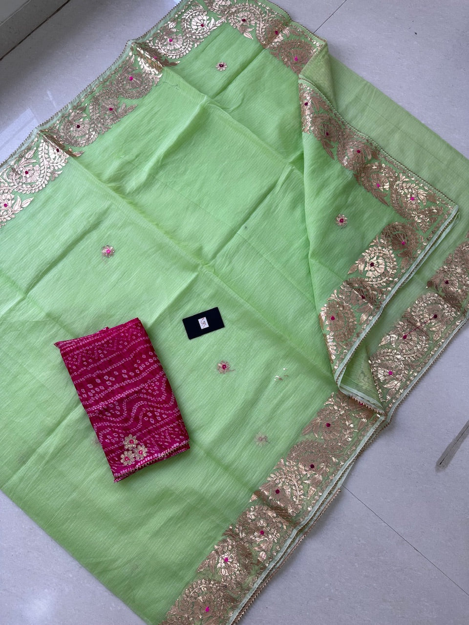 Jaipuri Gota Patti Embroidered Kota Cotton Doria Saree