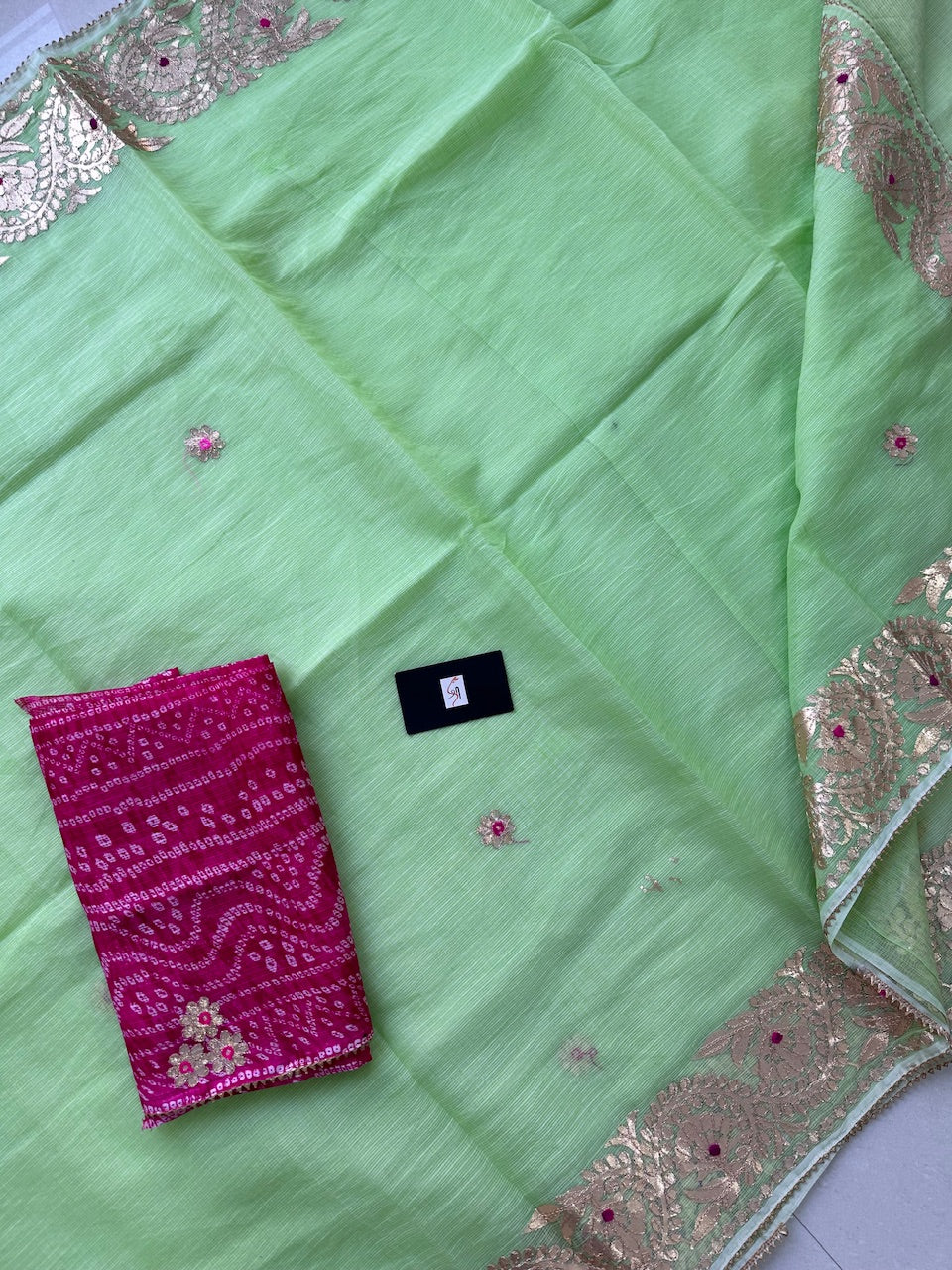 Jaipuri Gota Patti Embroidered Kota Cotton Doria Saree