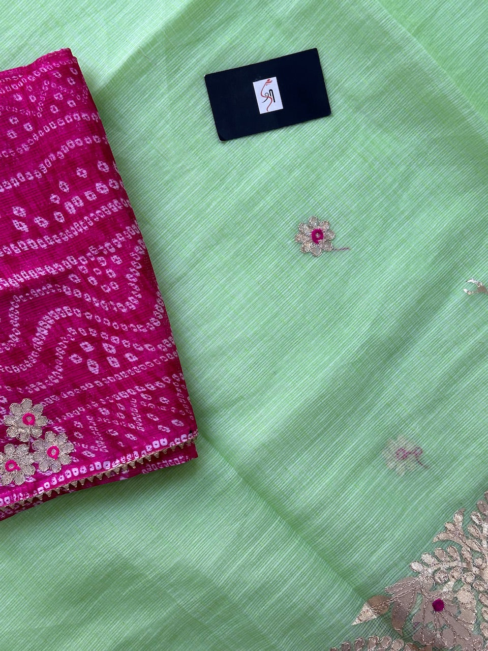 Jaipuri Gota Patti Embroidered Kota Cotton Doria Saree