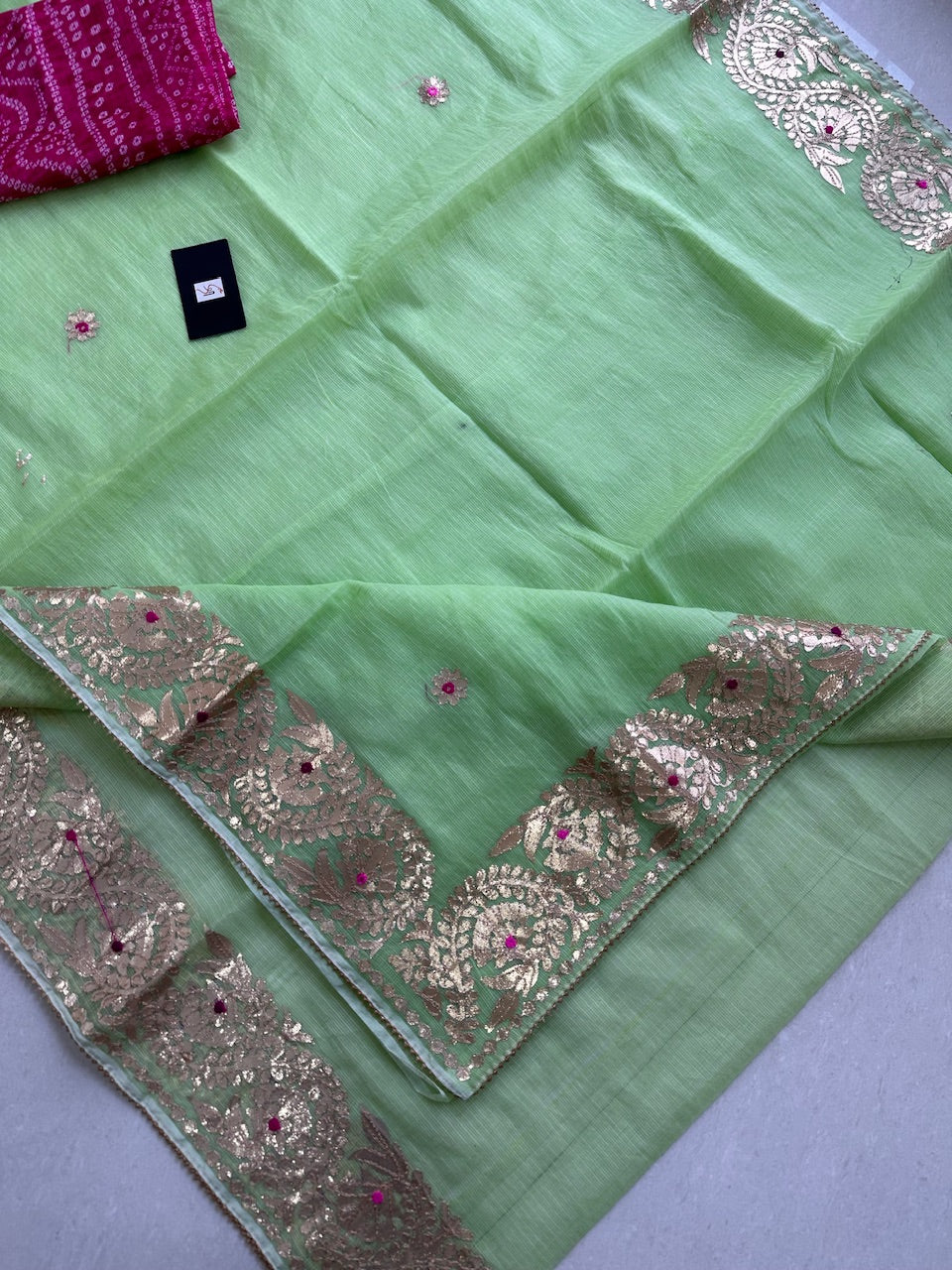 Jaipuri Gota Patti Embroidered Kota Cotton Doria Saree