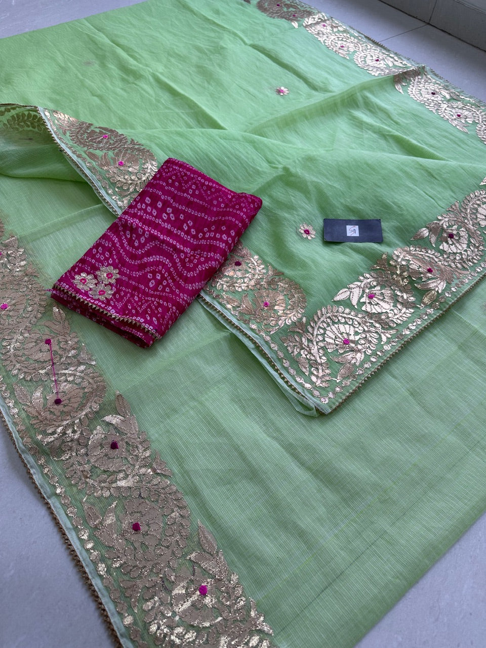 Jaipuri Gota Patti Embroidered Kota Cotton Doria Saree