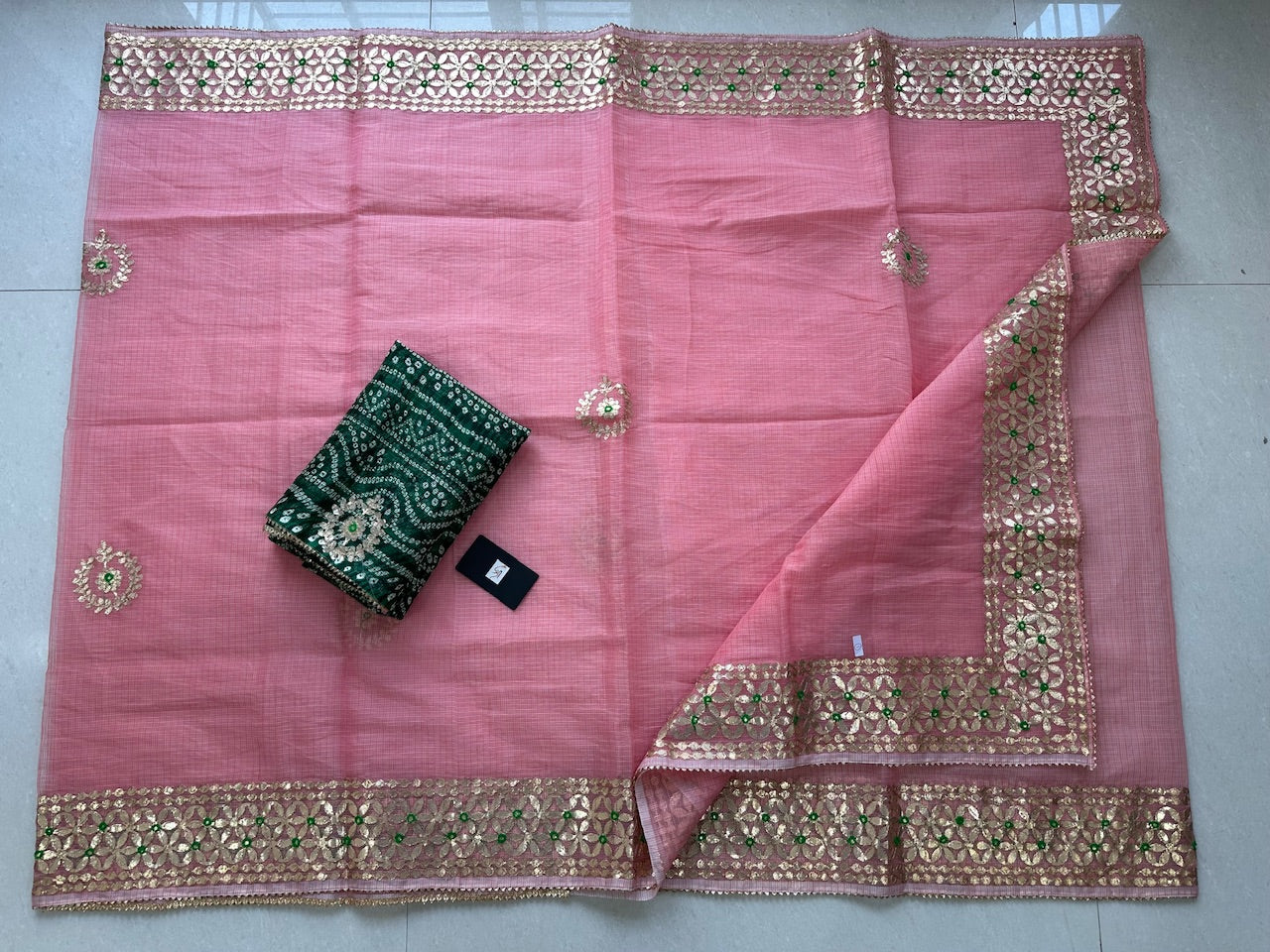 Jaipuri Gota Patti Embroidered Kota Cotton Doria Saree