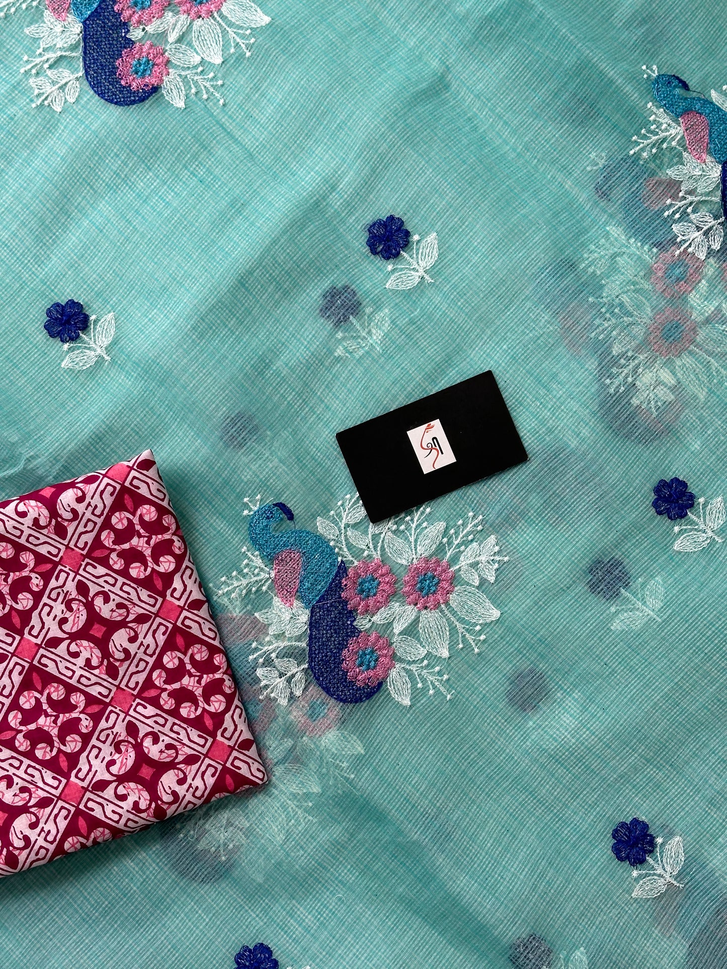 Embroidered Kota Cotton Doria Saree